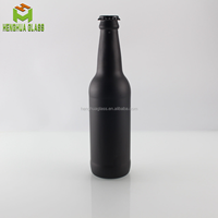 Bouteille en verre noir mat givré personnalisée pour bière, liqueur, boissons gazeuses 330 ml 11 oz 33 cl avec bouchon couronne