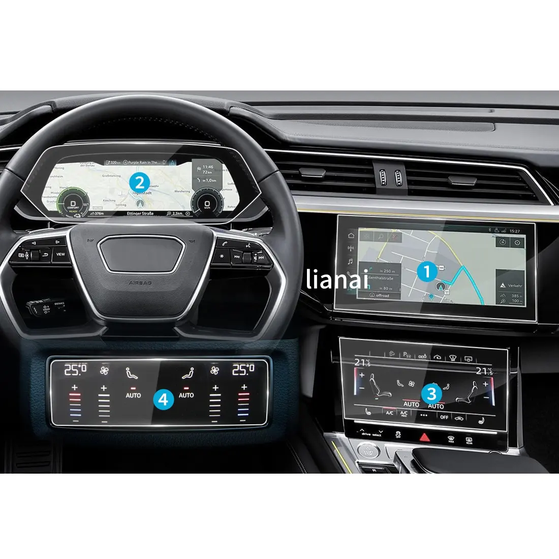 Adesivi per auto proteggi schermo per Audi e-tron 2023 in vetro temperato pellicola protettiva Carplay etron GPS veicolo accessori esterni