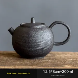 Théière en céramique d'argile rustique antique de style japonais fait à la main ancien service à thé Kung Fu en céramique minérale théière de brassage à pot unique - Product Image 6