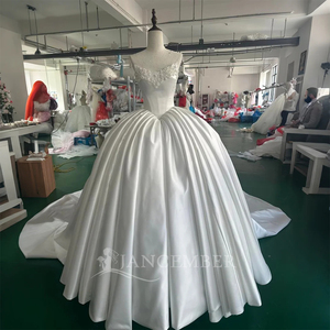 Wx70 Ivory Bridal Ball Gown Strapless Soft Satin <b>Wedding</b> Dresses Ball Gown Long Cathedral Train For Women Jancember - Product Image 2