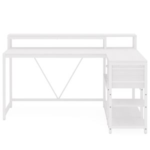 <span class=keywords><strong>Escritorio</strong></span> en Forma de L con Cajones y Estantes de Almacenamiento, <span class=keywords><strong>Escritorio</strong></span> Esquinero en L para Oficina en Casa con Soporte para Monitor, <span class=keywords><strong>Escritorio</strong></span> para Juegos de 55 x 24 Pulgadas - Product Image 6