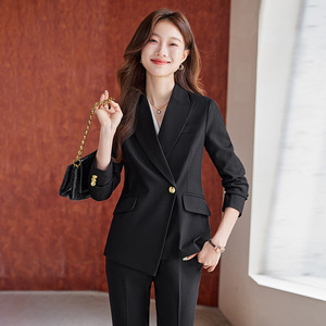 Women's Wool Suit Set Solid Color Anti-Wrinkle Professional Office Wear - Product Image 4
