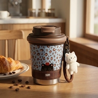 Vaso Térmico de Acero Inoxidable con Revestimiento Cerámico de 320 ml, Libre de BPA, con Cordón para Café