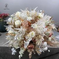 Bouquet de fleurs artificielles en soie blanches de 45 cm pour centre de table de mariage, boule de fleurs artificielle pour décoration de table, vente en gros