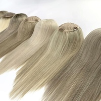 Stock 5x5 MONO Basis mit PU Toppers Ash Blonde Balayage hervor gehoben Dichte Mono filament Toupet für Frauen