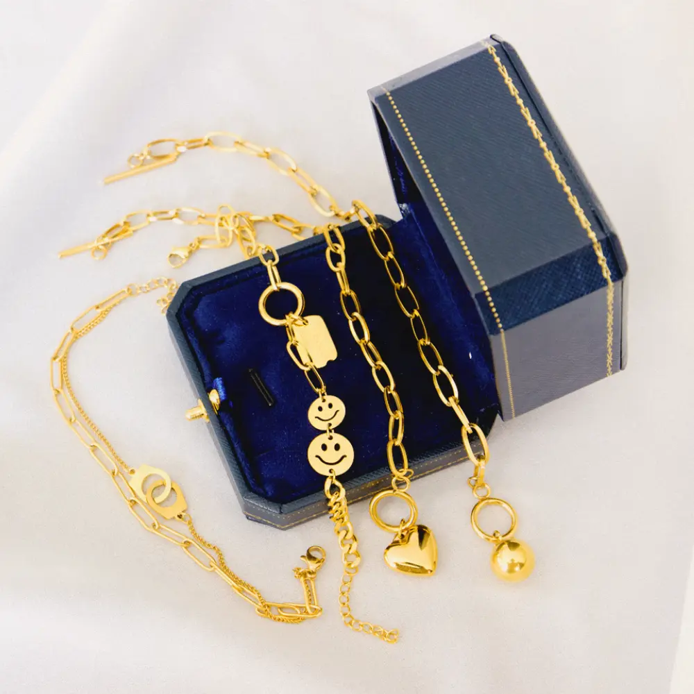 Durable Waterproof Stainless Steel Women Bracelet Jewelry Shiny Solid Gold Filled Lock Bracelet Jewelry