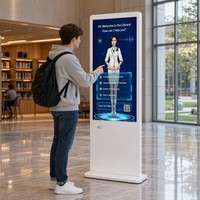 Kiosco Digital con IA de 55 Pulgadas, Pantalla Táctil 4K, Cartel Digital, Sistema de Guía de Biblioteca con Animación para Elevadores, Soporte de Suelo