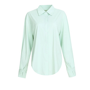 เสื้อคลุมกันแดดสำหรับผู้หญิง UPF 50+ ผ้าไหมน้ำแข็งเนื้อเย็น ระบายอากาศได้ดี ทรงหลวม น้ำหนัก 300 กรัม ผลิตจากไนลอนผสมสแปนเด็กซ์ ติดกระดุม ยาวเต็มตัว มีโลโก้ด้านหน้า/ด้านหลัง - Product Image 6