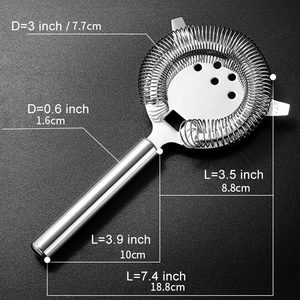 Colador Hawthorne Clásico Premium de Acero Inoxidable con 5 Orificios y Resorte para Cócteles, para Bares, Restaurantes, Barmanía y Uso Doméstico - Product Image 2