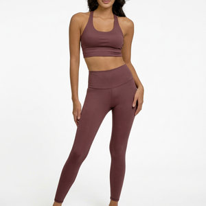 Women Yoga Fitness Set 2 Piece High Waist <b>Leggings</b> <b>Crop</b> Sports Bra Breathable Stretch Gym Workout Running Training Activewear - Product Image 1
