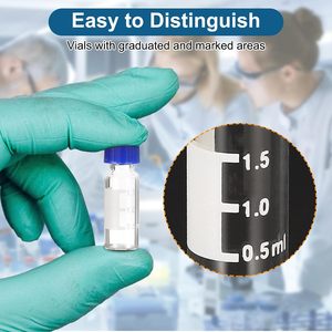 ขวดแก้วออโต้แซมเพลอร์ 2 มล. HPLC GC 9-425 ฝาเกลียวใสสำหรับห้องปฏิบัติการ  จุกซิลิโคนสีขาว  จุก PTFE สีแดง บรรจุ 100 ชิ้น - Product Image 4