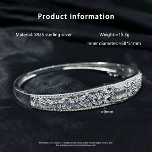 Edle Schmuckstücke 925 Silber Voll Besetzt mit Zirkonia Hohles Spitzenmuster 5A Zirkon CZ Armreif Verstellbares Armband Bling Bling Damenschmuck - Product Image 6