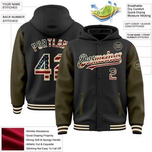 เสื้อแจ็คเก็ตเบสบอลแบบกำหนดเองได้ สำหรับผู้ใหญ่ทั้งชายและหญิง  แบบมีฮู้ด ปักชื่อและหมายเลข  ใส่สบาย ระบายอากาศได้ดี เหมาะสำหรับฤดูใบไม้ร่วง - Product Image 2