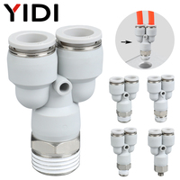 Raccord pneumatique en Y YIDI 1/8 1/4 3/8 1/2 à filetage mâle en laiton et plastique, à raccord rapide, haute pression 1,5 MPa, pour tuyau pneumatique PX