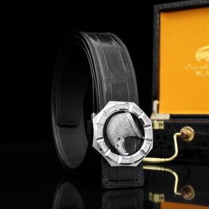 Cinturón Formal de Piel de Cocodrilo para Hombre con Hebilla de Acero, Diseño de Lujo para Negocios y Ocio, Ligero y Duradero, Venta al Por Mayor del Fabricante - Product Image 5