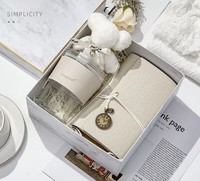 Coffret Cadeau d'Appréciation d'Entreprise Premium avec Serviette Douce, Bougie d'Aromathérapie, Savon Naturel, Thé Earl Grey, Boîte de Fleurs Conservées