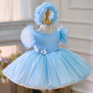 Vestido de princesa Aisha azul de alta calidad 2025, vestido tutú esponjoso dulce para niñas pequeñas, vestidos de fiesta de primer cumpleaños - Product Image 1