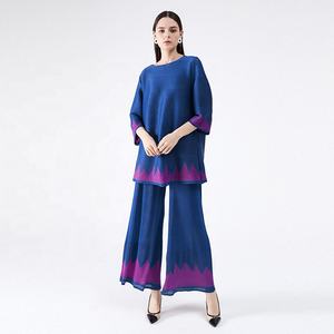 Kadınlar için 2020 yeni takım elbise Set pantolon takım elbise baskılı uzun kollu kristal mavi artı boyutu anne giymek rahat kıyafet Maxi - Product Image 4