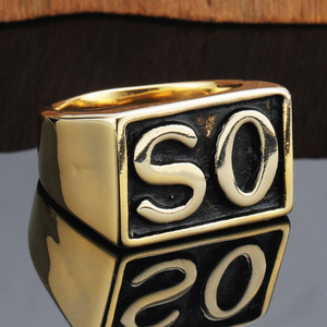 Bất U Tùy Chỉnh Người Đàn Ông Của Cổ Điển đóng dấu Vì Vậy Ban Đầu Nhẫn Trong Thép Không Gỉ <span class=keywords><strong>Biker</strong></span> Nhẫn Cho Cậu Bé Thời Trang Đồ Trang Sức Nhẫn - Product Image 2