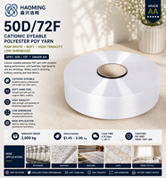 Fil de polyester cationique teignable de qualité AA 50D/72F, blanc brut, doux, haute ténacité, faible rétrécissement, pour la texturation, le tricot, le tissage et la dentelle