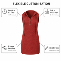 Robe mini en tricot gaufré sans manches à col en V et taille empire, couleur unie, personnalisable pour femme, vente en gros OEM ODM