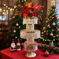 Décorations de mariage pour fête à la maison Vase de sol en cristal de qualité supérieure Présentoir à fleurs de mariage en métal doré