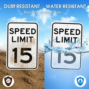 Panneau de limitation de vitesse 15 MPH, ralentissement, panneau de signalisation, <span class=keywords><strong>film</strong></span> réfléchissant de qualité industrielle de <span class=keywords><strong>18</strong></span> pouces x 12 pouces - Product Image 4