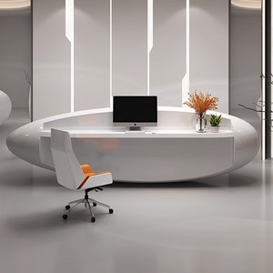 Bureau <span class=keywords><strong>de</strong></span> réception en bois circulaire pour salon <span class=keywords><strong>de</strong></span> coiffure dentaire bureau hôtel <span class=keywords><strong>salle</strong></span> <span class=keywords><strong>de</strong></span> sport école Bar & Hall utilisation pour les zones <span class=keywords><strong>de</strong></span> réception - Product Image 4