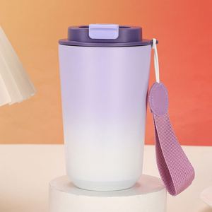 304 Stainless Steel Insulated <b>Cup</b> Gradient Color Coffee Mug with <b>Straw</b> and Rope Portable Dual Use <b>Cup</b> - Product Image 6