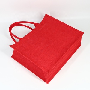 Bolso <span class=keywords><strong>de</strong></span> <span class=keywords><strong>arpillera</strong></span> grande, personalizado, Color rojo, yute, regalo, con tu logotipo - Product Image 2
