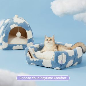 Cute <strong>Cat</strong> Cave <strong>Bed</strong> Kitten Tent for Indoor <strong>Cats</strong> Removable Washable Cushioned Pillow Non-Slip Bottom Dome <strong>Shape</strong> 16 Inches - Product Image 3