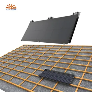 黑色平屋顶10KW太阳能系统，每片太阳能瓦集成90W