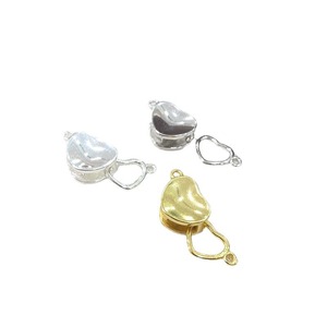 Qunlvsheng S925 Sterling Silver Heart Spring Clasp DIY Jewelry Buckle Double Heart Press Clasp For <b>Bracelet</b> Necklace - Product Image 2