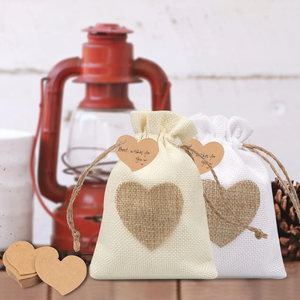Sacs en jute rustiques avec cordon de serrage, petites pochettes en lin pour bijoux, emballages cadeaux, faveurs de mariage, sacs à bonbons - Product Image 2