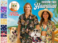 Chemise Hawaïenne Personnalisée avec Photo d'Animal de Compagnie, Portrait de Chien ou Chat, Chemise Aloha Imprimée Intégralement, Chemise de Plage d'Été OEMODM
