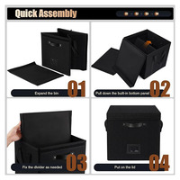 Boîte de rangement en tissu de lin de 13 pouces pour plus de 120 albums LP, bac de rangement pliable empilable avec couvercle