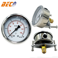 YN60 Axial Mount Shock-Resistant Pressure Gauge 0-10 Bar/140 Psi with U-Type Back Mount Bracket Water and Air Pressure Gauge