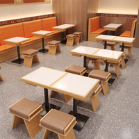 Ensemble table et chaises de restaurant en bois massif, style minimaliste moderne, pour restaurants, cafés, salons de thé, boutiques de bubble tea, usage commercial