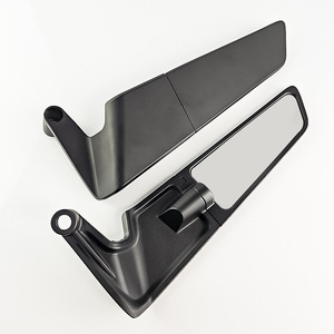 Rétroviseur universel réglable et pliable en alliage d'aluminium Qiangye pour moto, corps noir, miroir blanc, petite et grande taille - Product Image 2