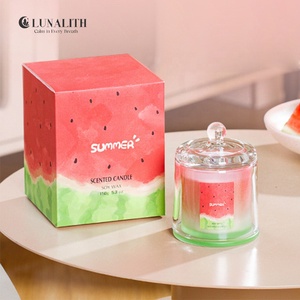 Velas Aromáticas de Soya con Aroma a Sandía Hechas a Mano en Recipiente de Vidrio Transparente |   Velas Perfumadas para Personalización OEM con MOQ Bajo - Product Image 3