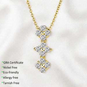 GRA Certified Moissanite Cross Pendant Necklace for Women Yellow Gold Plated Prong Set Round Brilliant Cut Diamond pendant - Product Image 1