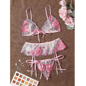 <strong>Cute</strong> Girls Femme Transparent Open Hot Embroidery Bra and Panty With Garter Belts <strong>Japanese</strong> Mature Women Sexy <strong>Lingerie</strong> - Product Image 6