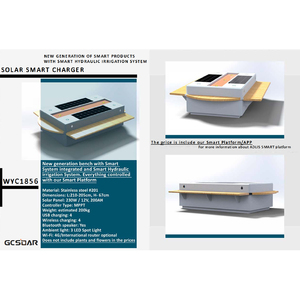 Banc solaire intelligent public avec plusieurs ports USB, recharge sans fil, bouton d'urgence et éclairage nocturne - Product Image 6