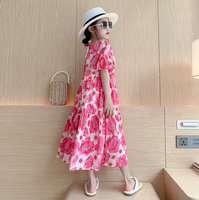 Nouvelle robe d'été 2024 pour filles, à grandes fleurs et volants, 100 % coton, coupe ample, pour 10 ans