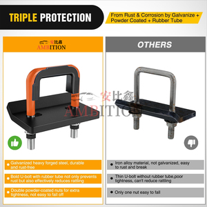 Tendeur de remorque AMBITION pour attelages de remorques de 2,5 pouces, anti-ronflement avec couvercle en caoutchouc, boulon en U orange - Product Image 3