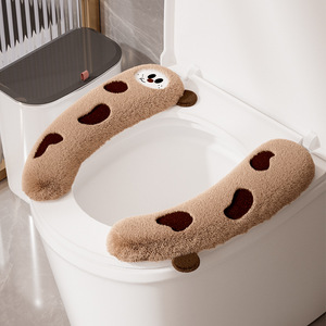 Cute Toilet Seat Cover Soft Fluffy Winter Warm For Home Use With Bear Face Design - Product Image 1