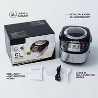 Cuisinière à riz électrique intelligente numérique 5L avec boîtier en plastique et cuve intérieure antiadhésive pour camping-cars, hôtels, caravanes et voitures