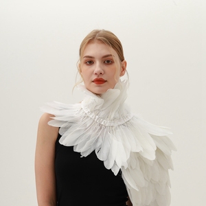 Écharpe de luxe en dentelle à plumes pour femme, style punk gothique, pour Halloween, cosplay, châle, cape, <span class=keywords><strong>col</strong></span> d'épaule, couleur personnalisée confortable - Product Image 4