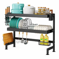 Support de séchage double niveau sur pied pour évier, étagère métallique, range-vaisselle pour cuisine, vente en gros OEM ODM
