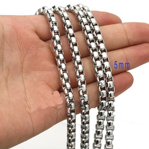 <strong>Black</strong> Necklace Jewelry Accessories Gold Pla Hip Hop Titanium <strong>Chain</strong> Stainless Steel for Women Men 2mm 3mm 5mm 7mm Punk Box <strong>Chain</strong> - Product Image 1